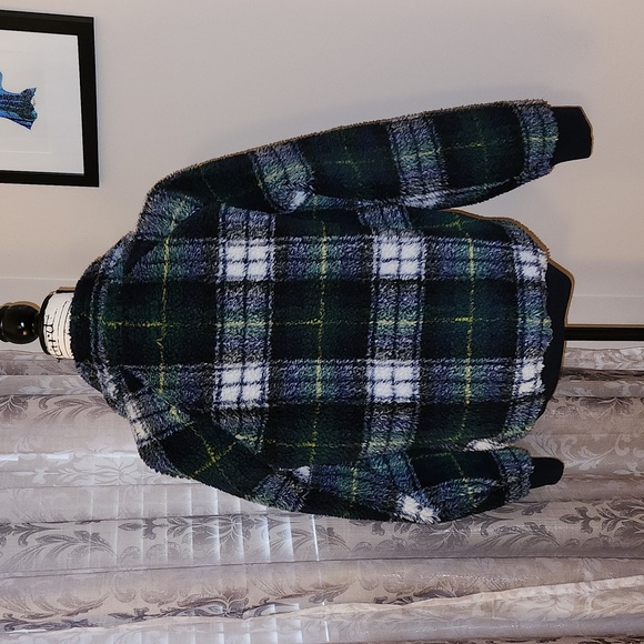 J. Crew Nordic sherpa fleece jacket in tartan Blue Green  Small NWT - Picture 6 of 9